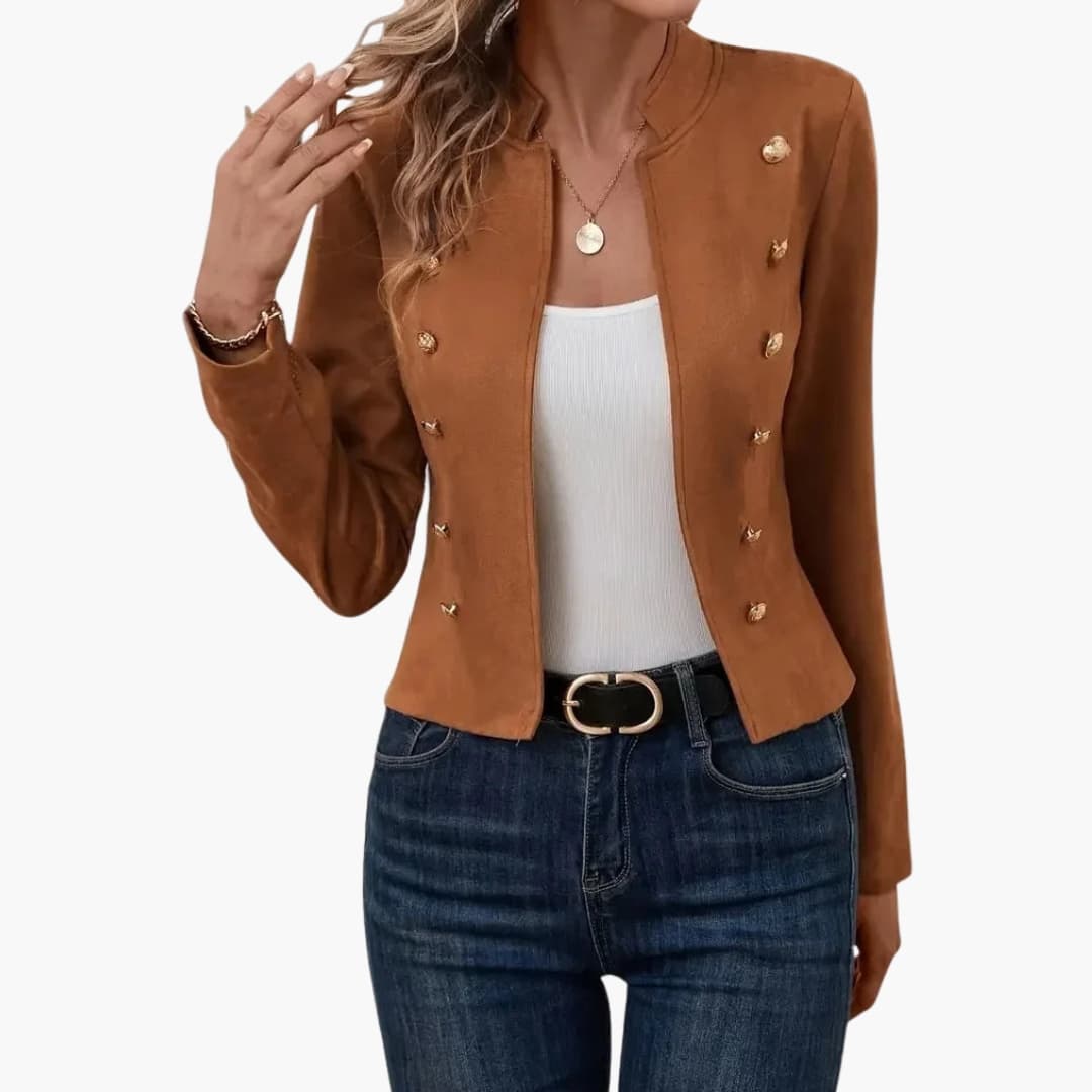 Blazer femme avec col droit et détails de boutons
