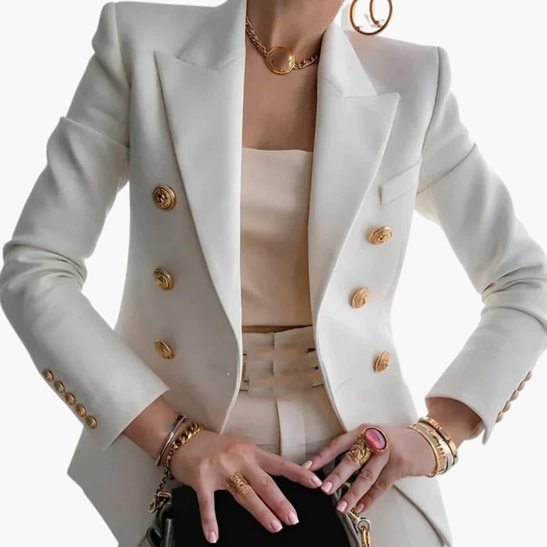 Blazer femme double boutonnage avec boutons dorés