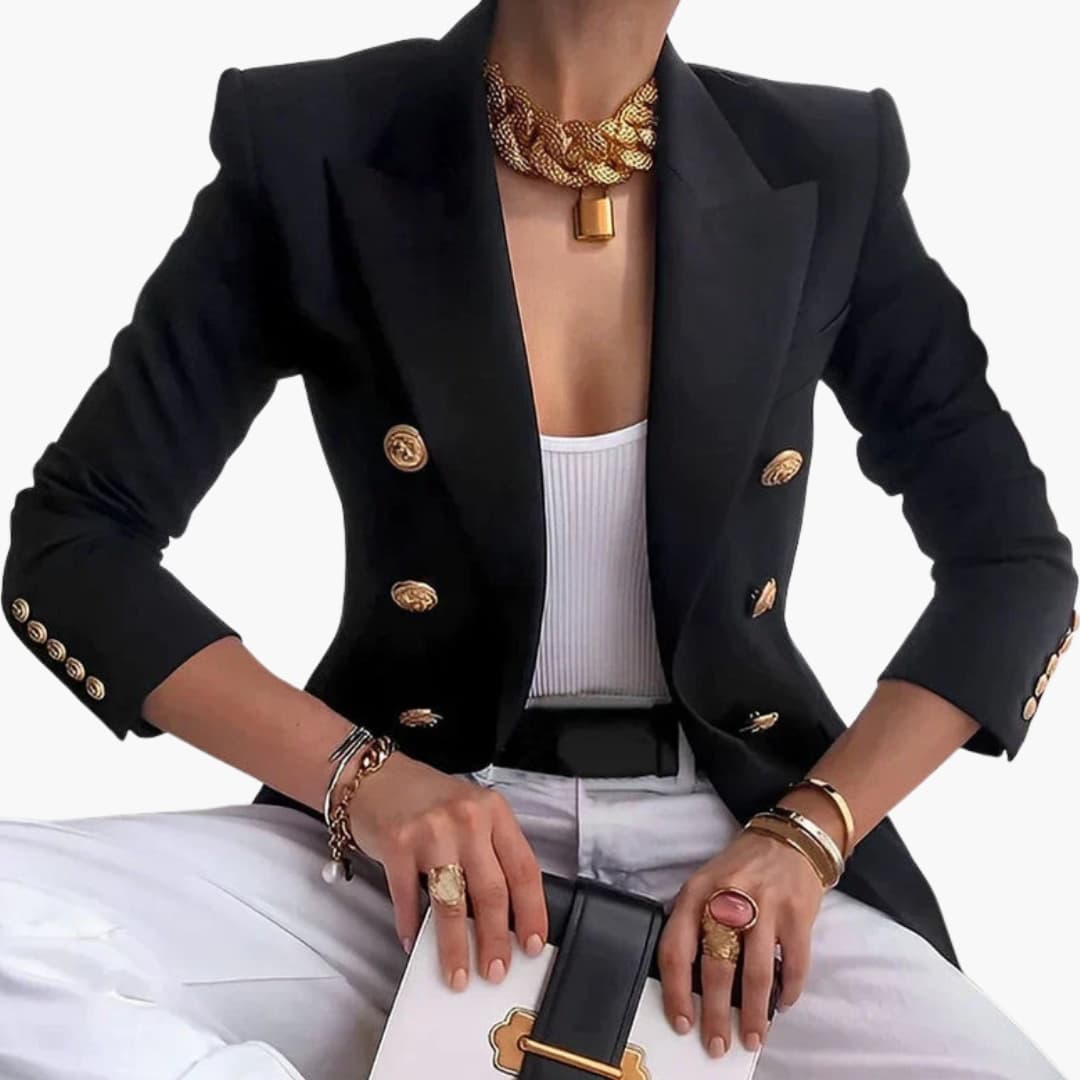 Blazer femme double boutonnage avec boutons dorés