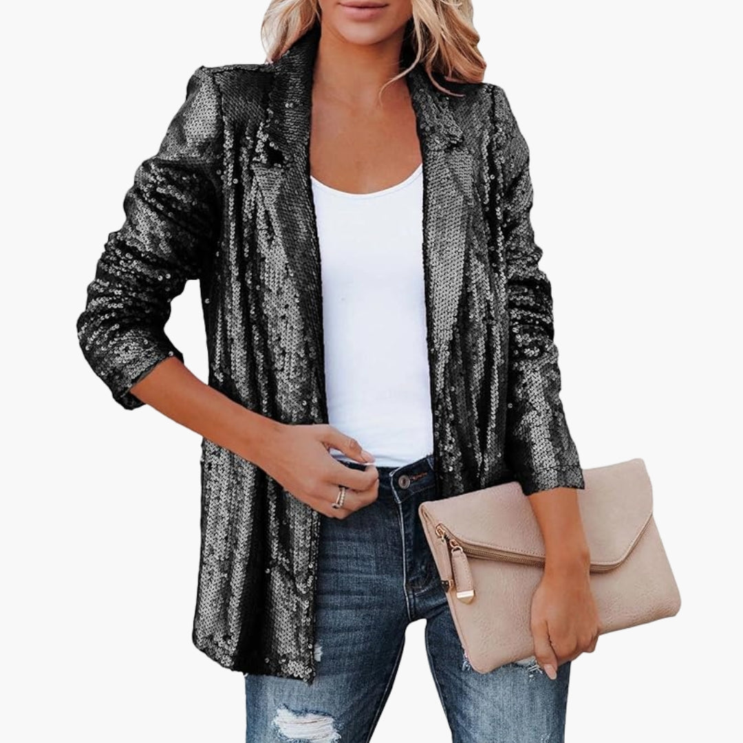 Blazer femme manches longues avec surface sequins
