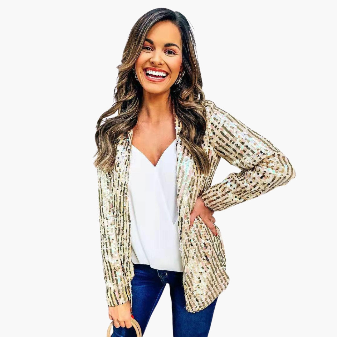 Blazer femme manches longues avec surface sequins