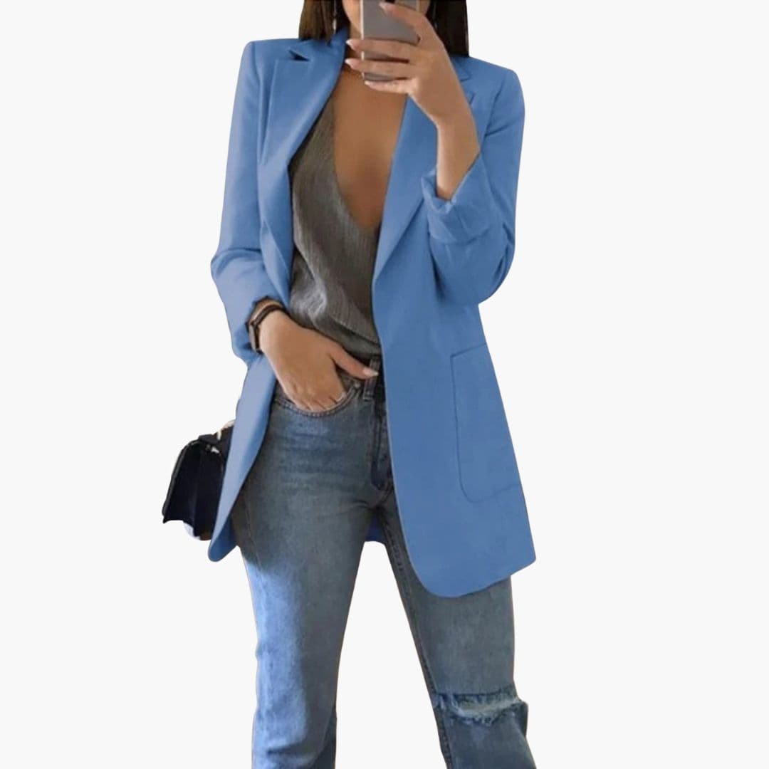 Blazer long femme avec col à revers