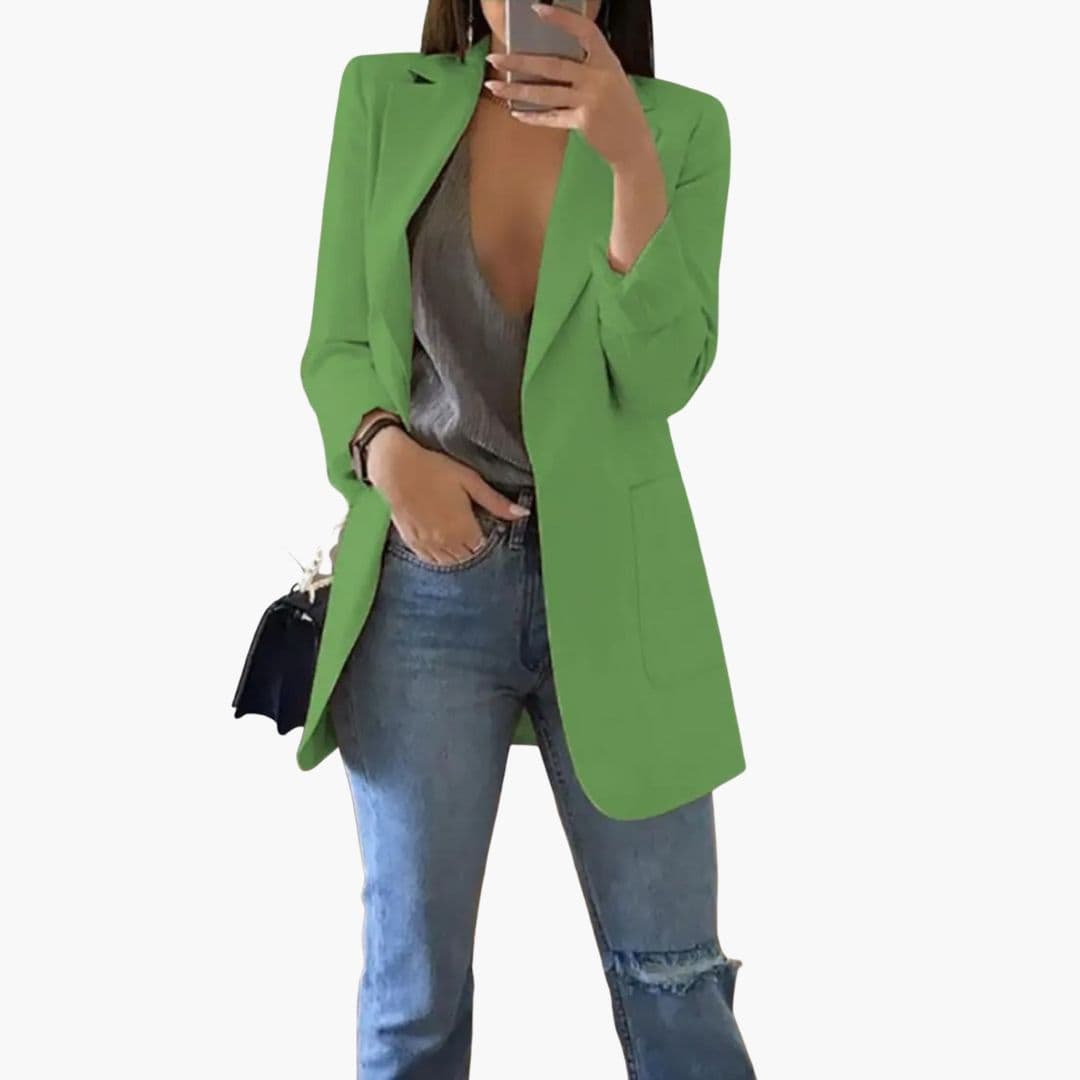 Blazer long femme avec col à revers