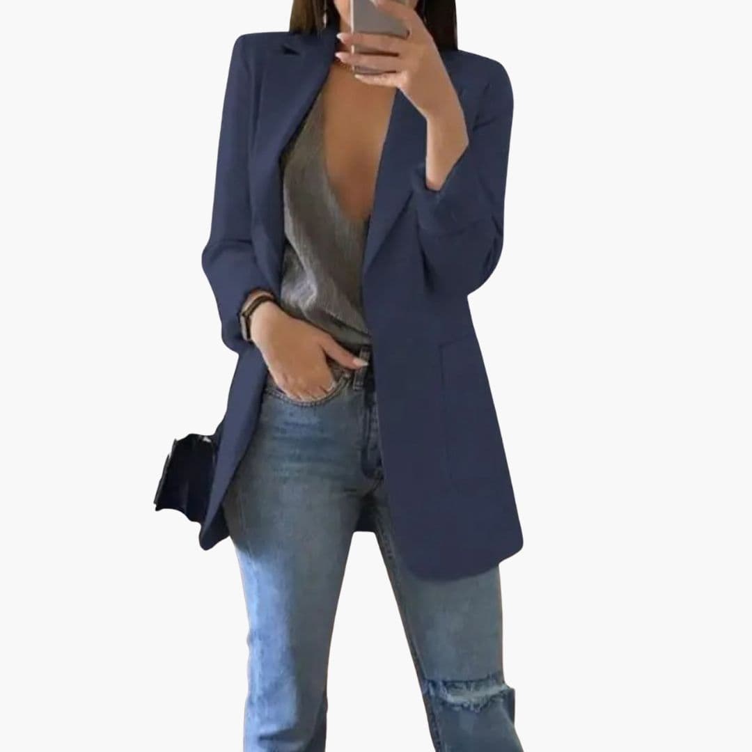 Blazer long femme avec col à revers