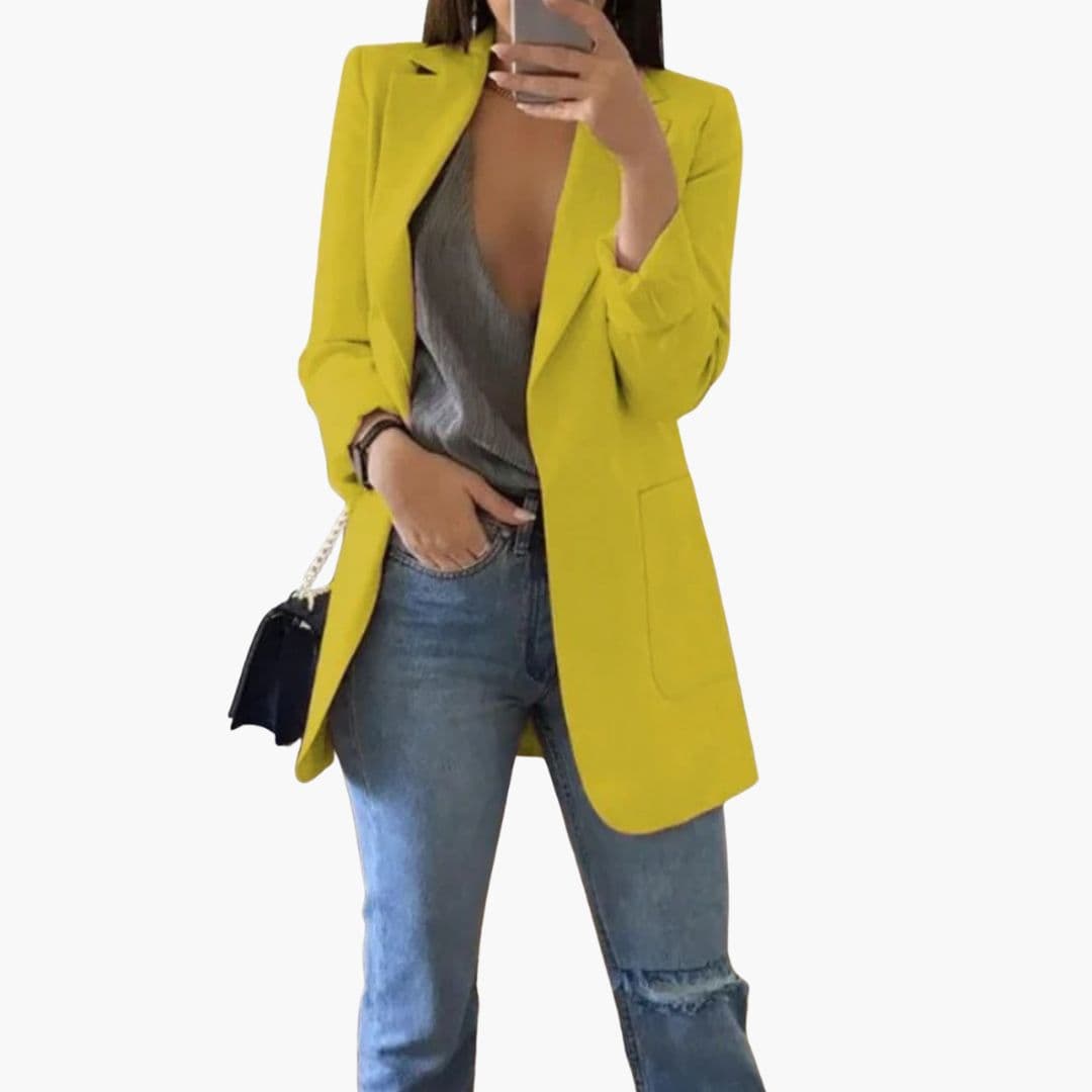 Blazer long femme avec col à revers