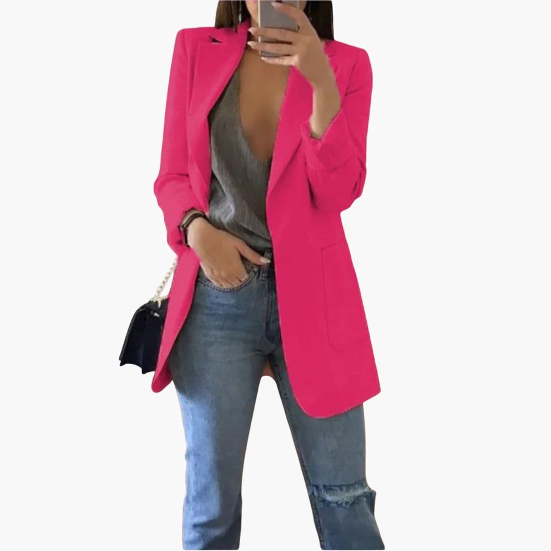 Blazer long femme avec col à revers