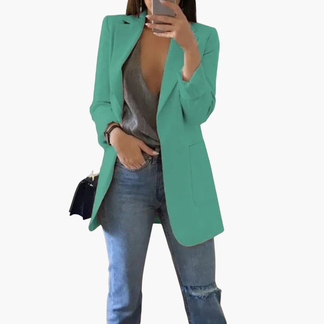 Blazer long femme avec col à revers