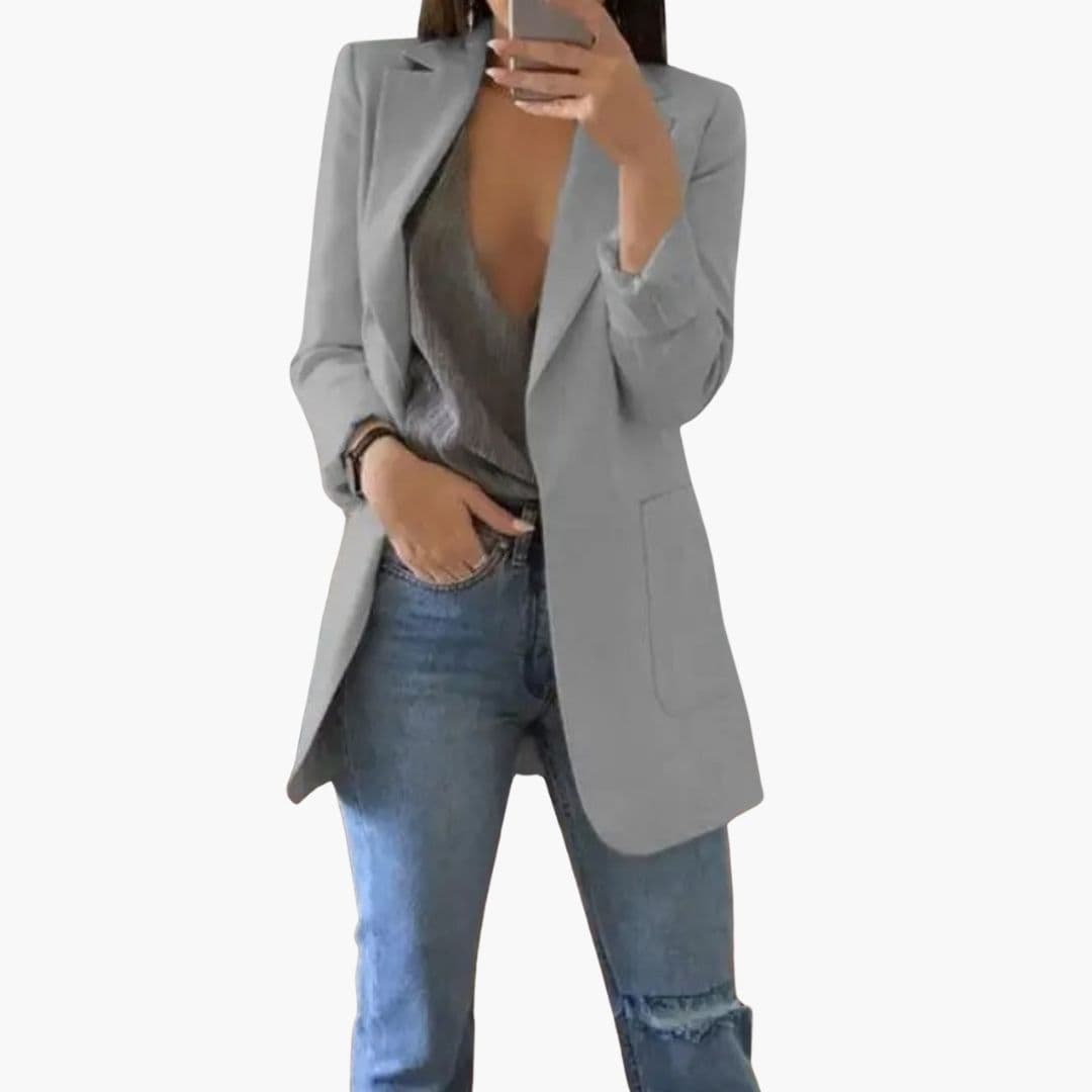Blazer long femme avec col à revers