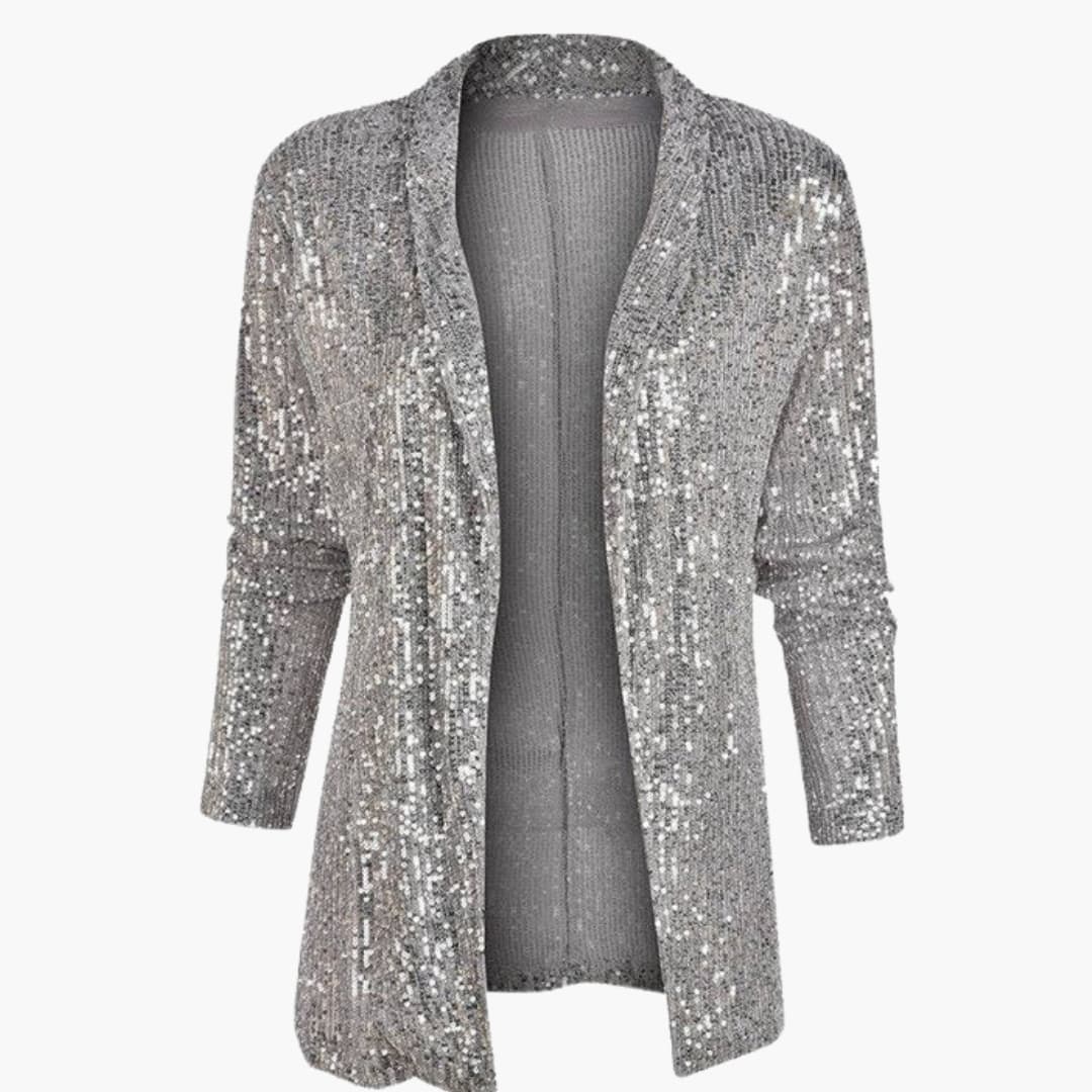Blazer pour femme avec col à revers et surface à paillettes