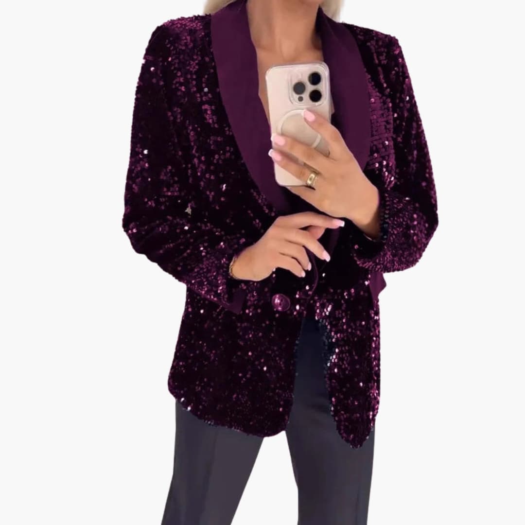 Blazer scintillant pour femme avec col classique