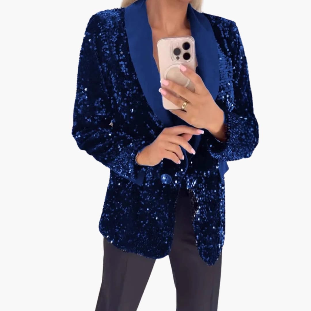 Blazer scintillant pour femme avec col classique