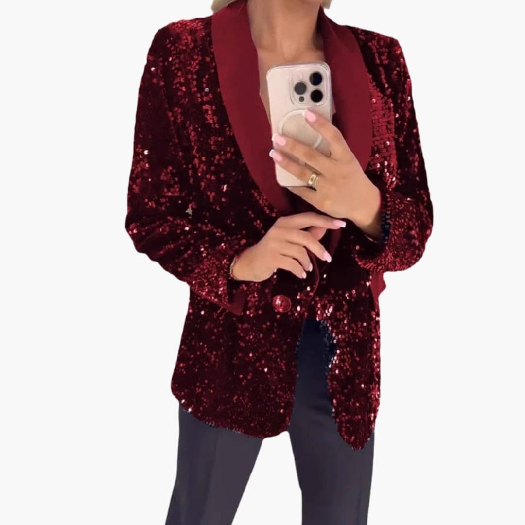 Blazer scintillant pour femme avec col classique
