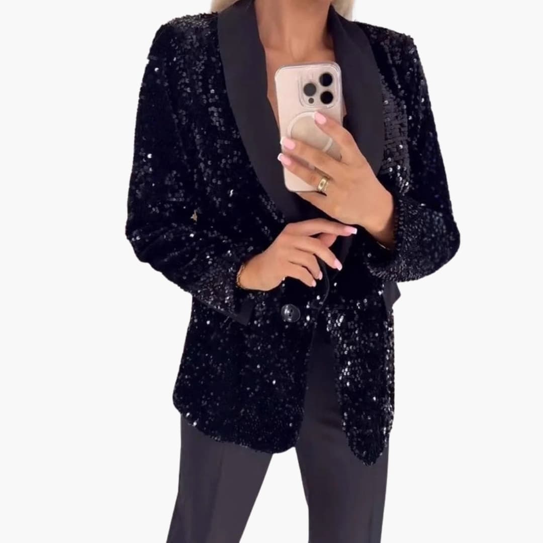 Blazer scintillant pour femme avec col classique