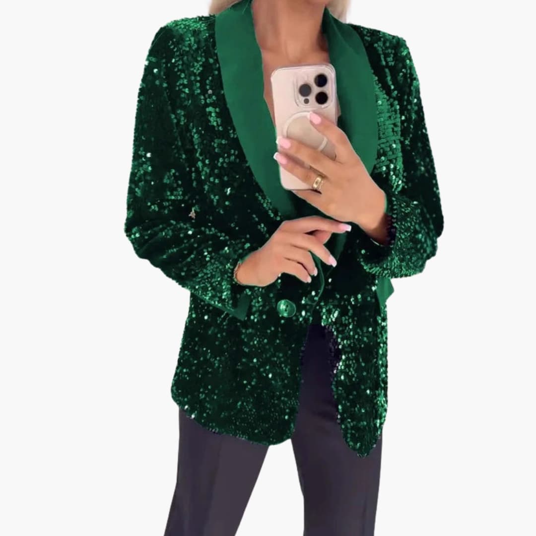 Blazer scintillant pour femme avec col classique