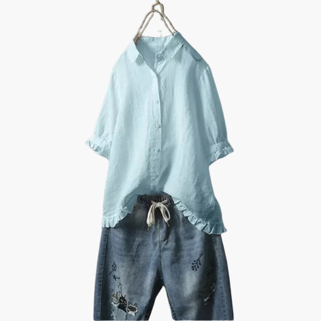 Blouse Femme avec Col et Boutons sur le Devant