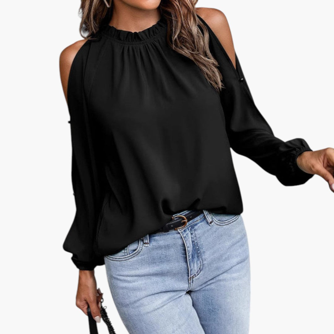 Bluse für Damen mit Rüschenkragen und Puffärmeln