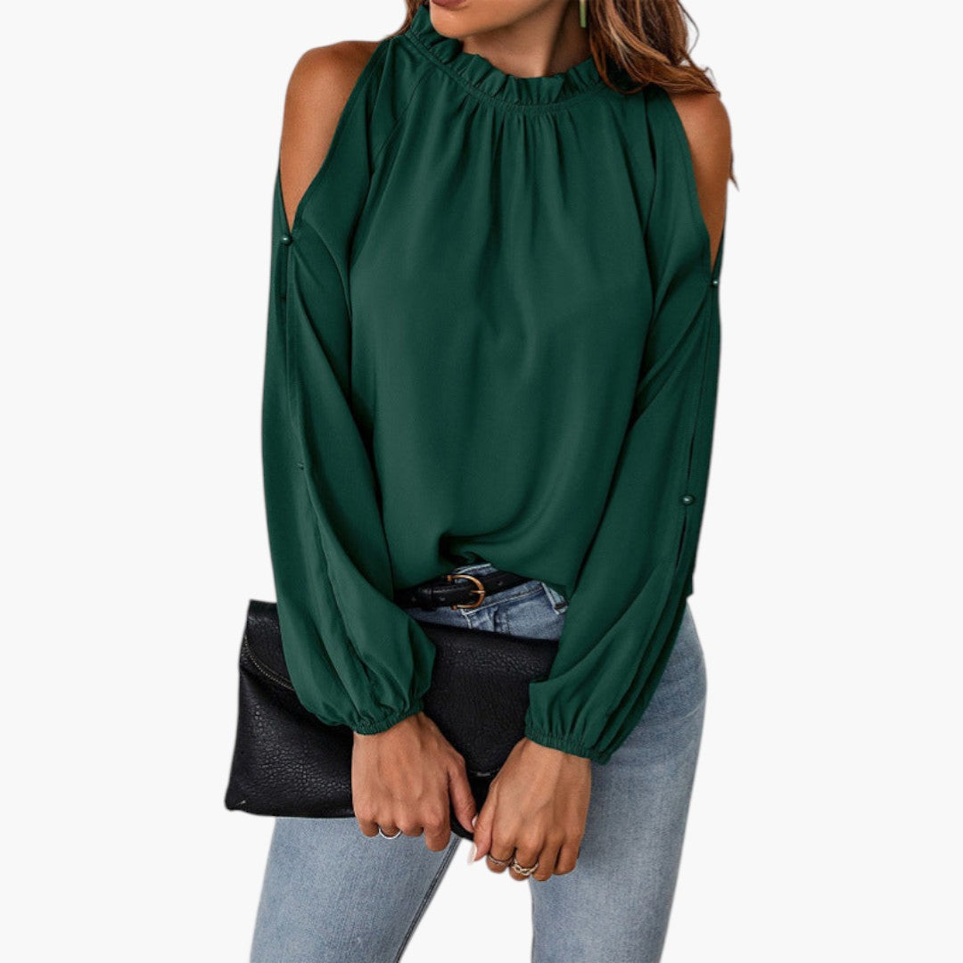 Bluse für Damen mit Rüschenkragen und Puffärmeln