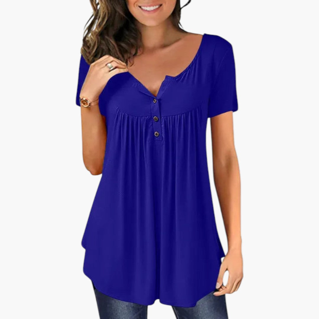 Camicia da donna con scollo a V e dettaglio con bottoni