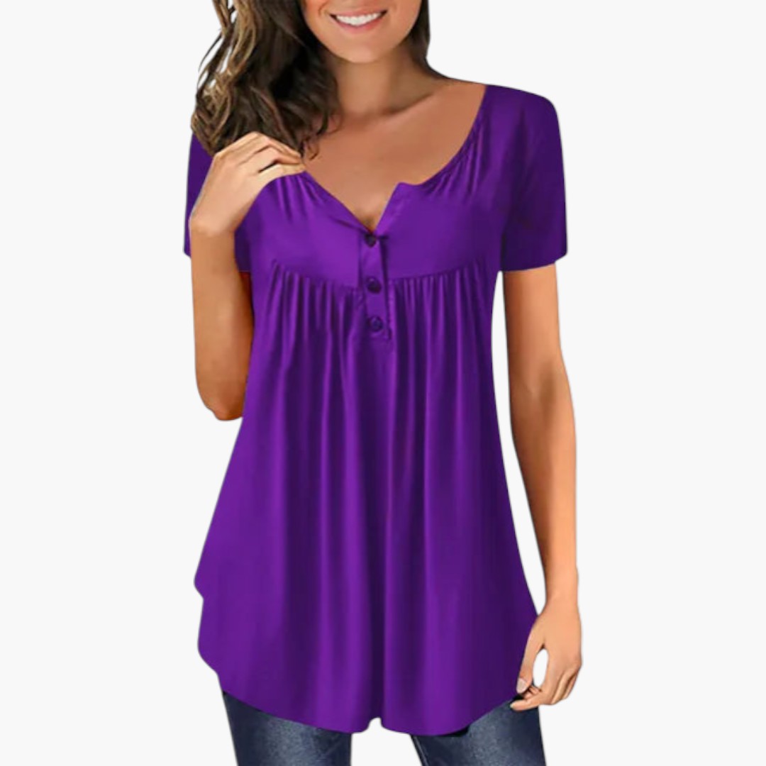 Camicia da donna con scollo a V e dettaglio con bottoni