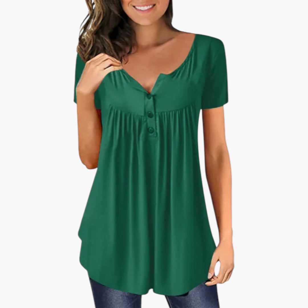 Camicia da donna con scollo a V e dettaglio con bottoni