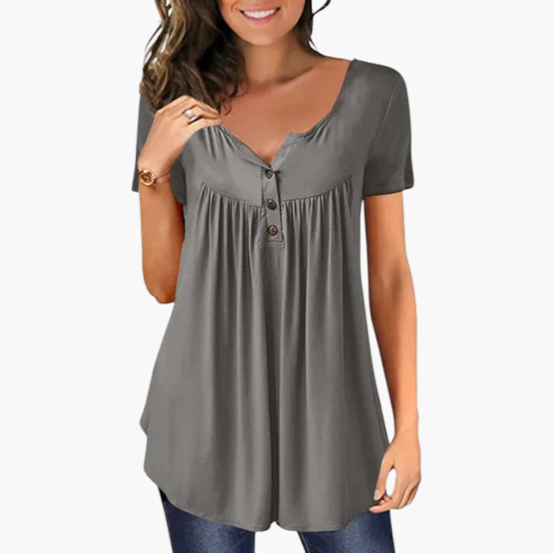 Camicia da donna con scollo a V e dettaglio con bottoni