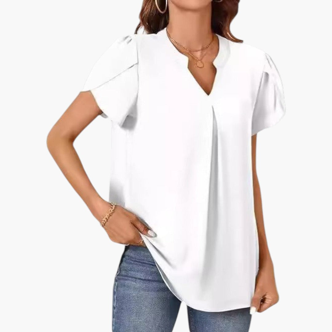 Camicia da donna con scollo a V e maniche a sbuffo