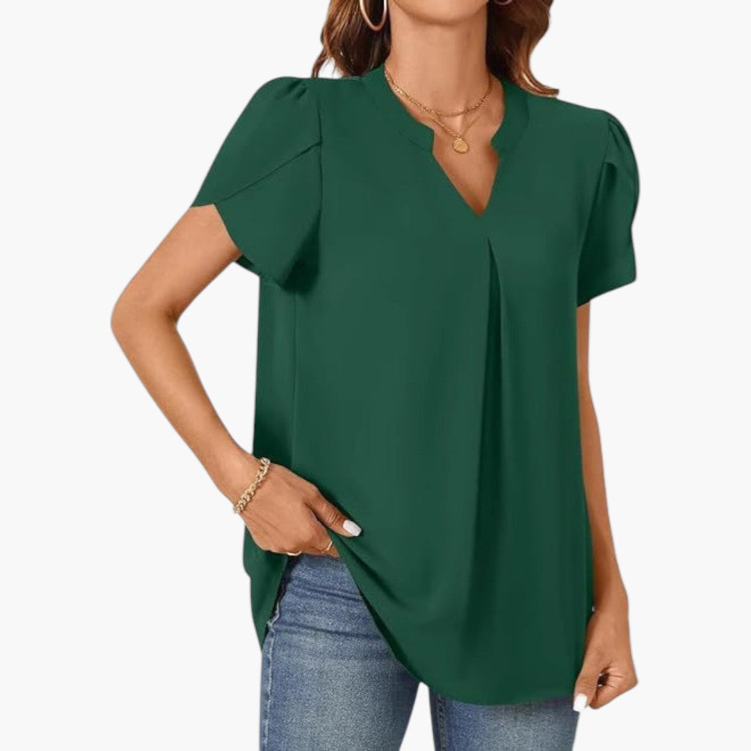 Camicia da donna con scollo a V e maniche a sbuffo