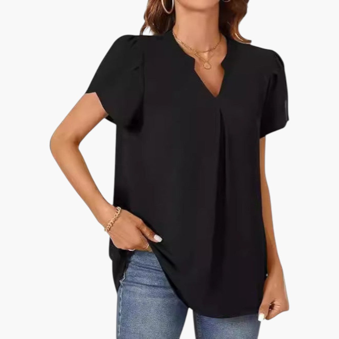 Camicia da donna con scollo a V e maniche a sbuffo