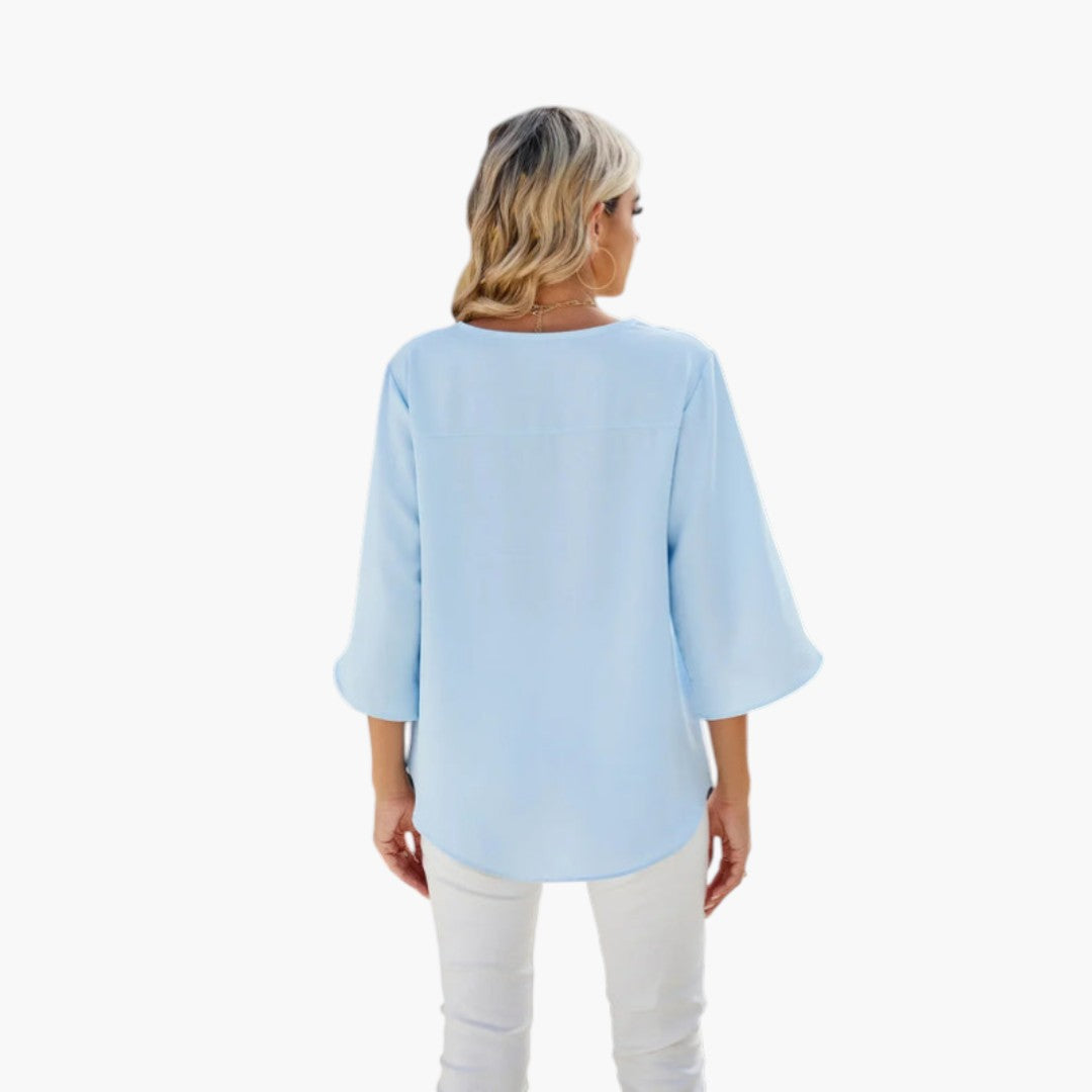 Camicia da donna con scollo a V e maniche spaccate