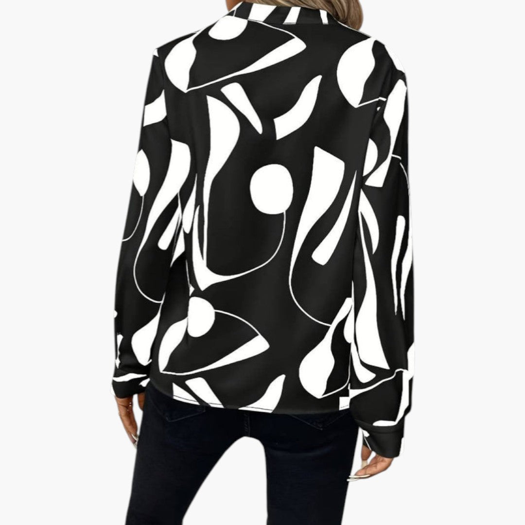 Women's blouse with V-neck and long sleeves