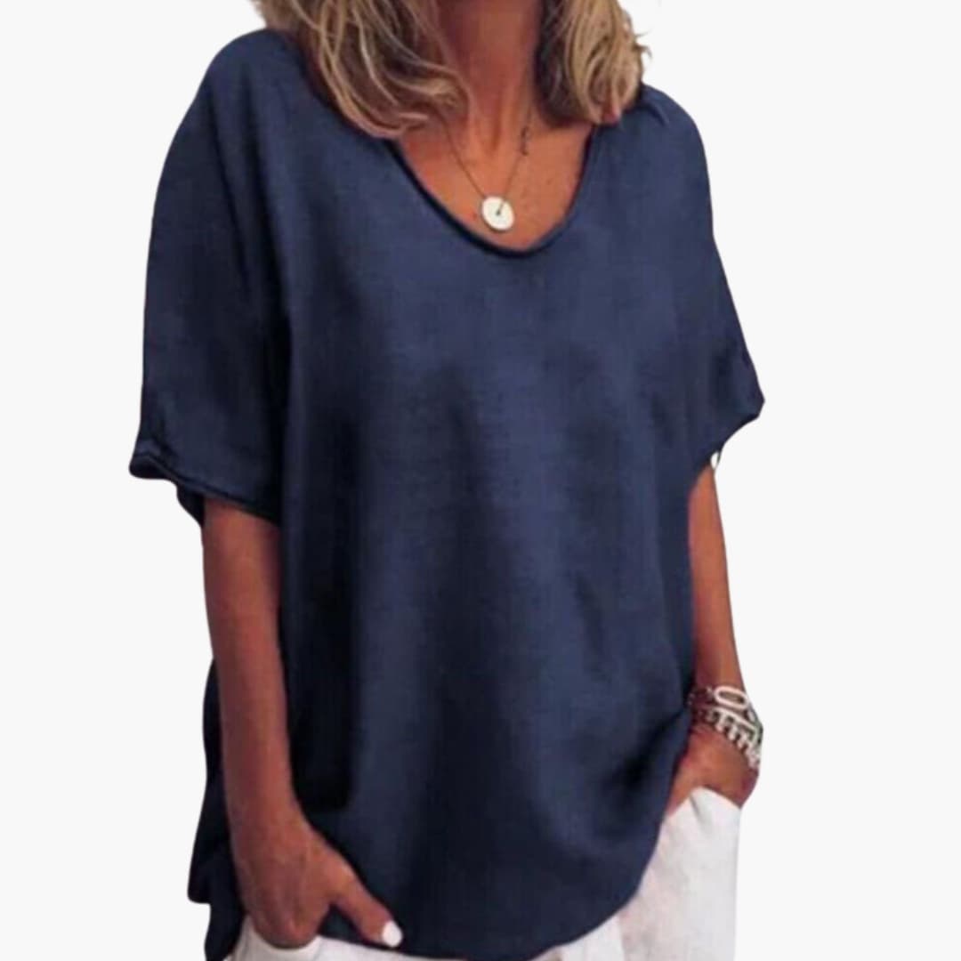 Blouse femme à manches courtes et encolure ronde