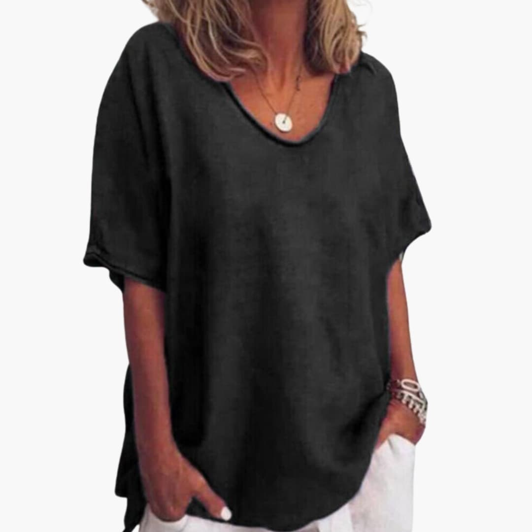 Blouse femme à manches courtes et encolure ronde