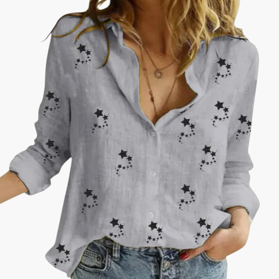 Damenbluse mit Kragen und Sternenmuster