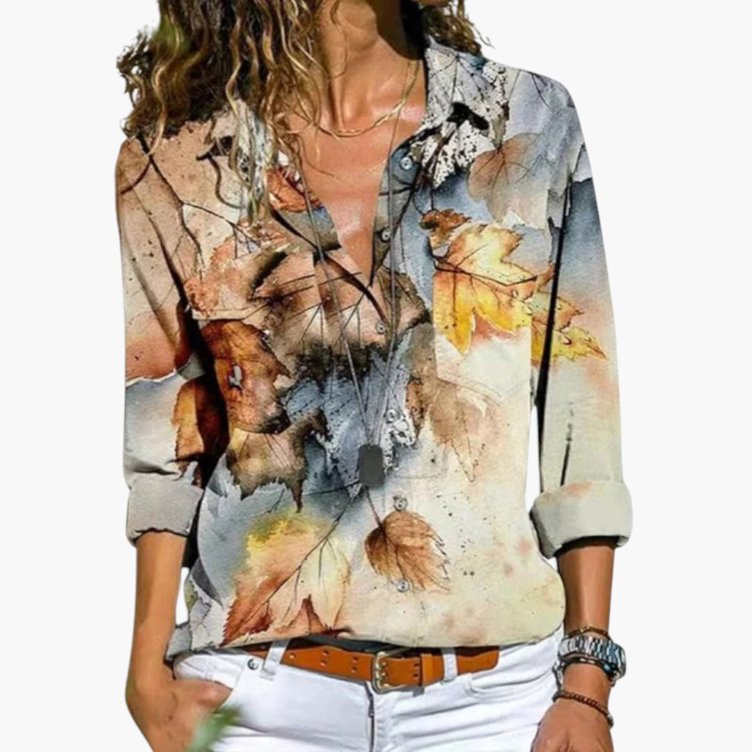 Damenbluse mit Kragen und Blumenmuster