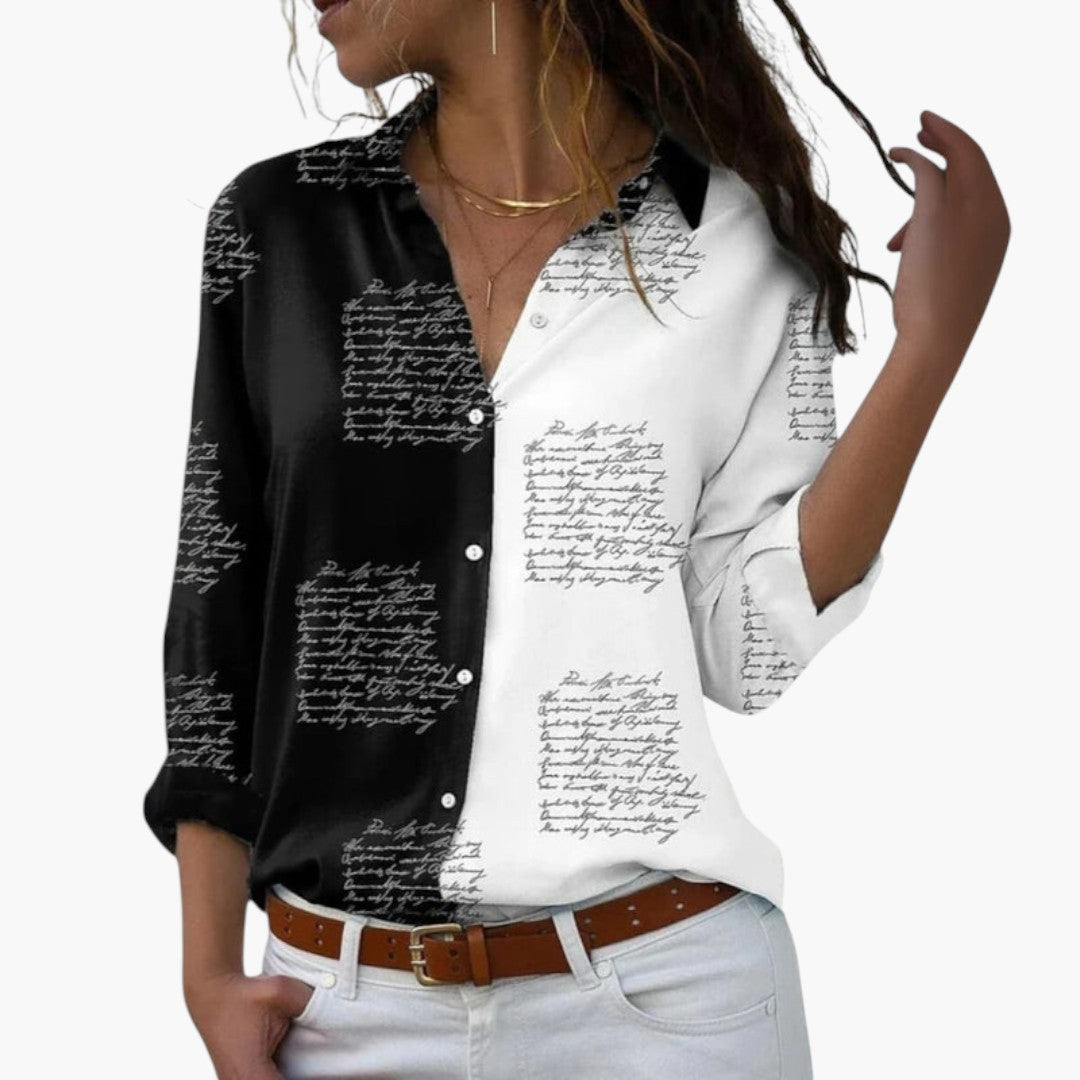 Camicia da donna con collo e stampa floreale
