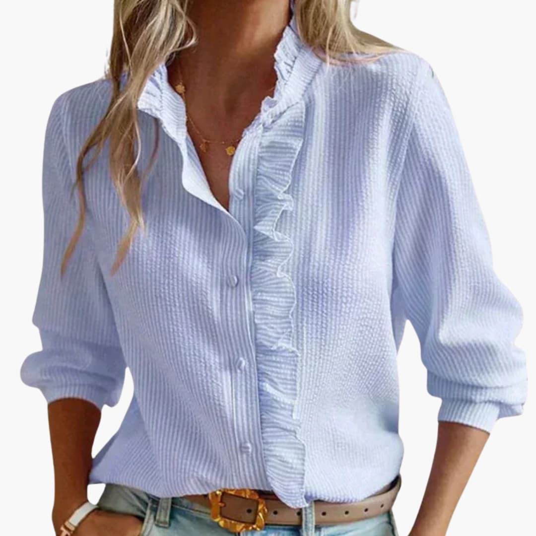 Blouse femme avec encolure ronde et surface lisse
