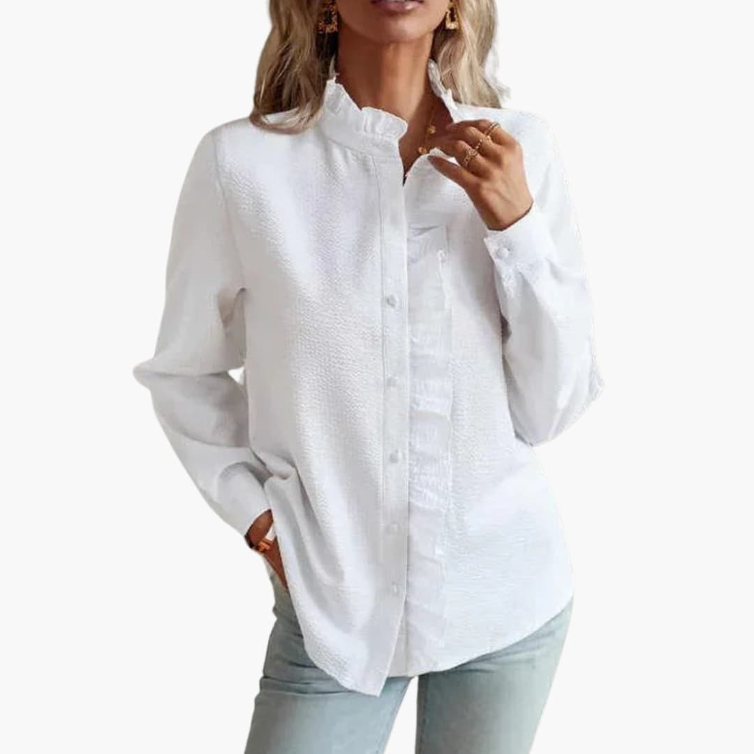 Blouse femme avec encolure ronde et surface lisse