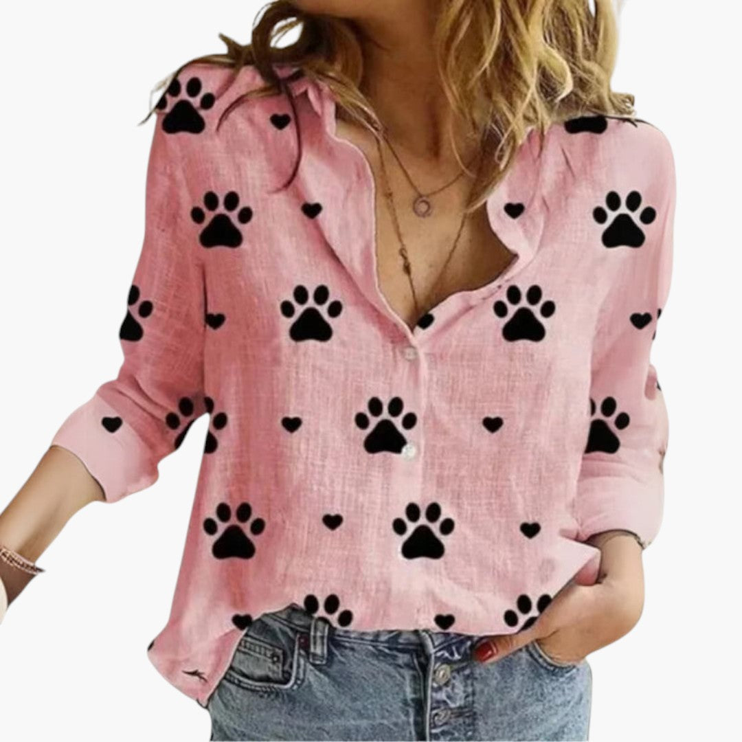 Blusa feminina com decote em V e mangas compridas