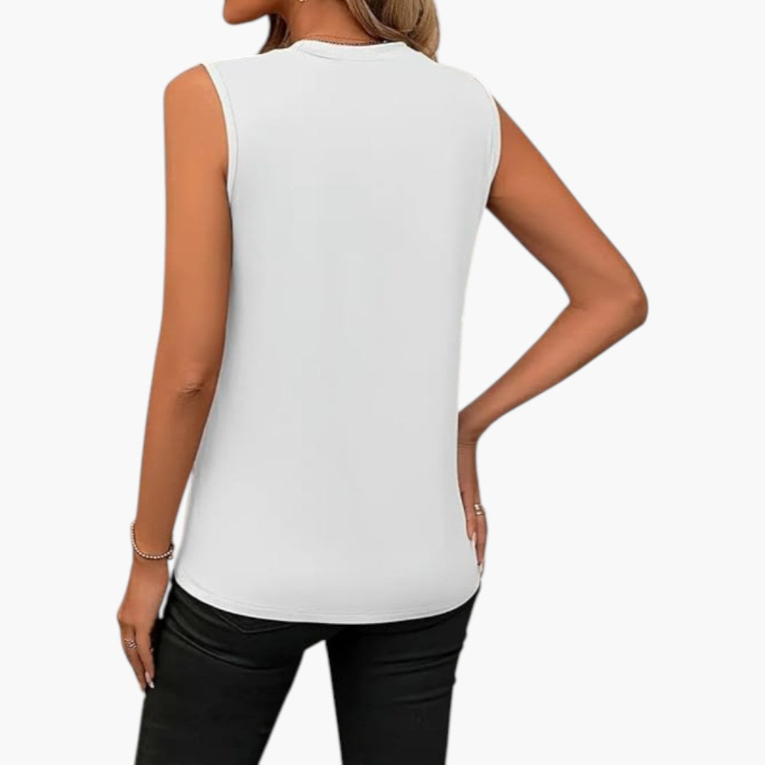 Camicia donna senza maniche con scollo rotondo