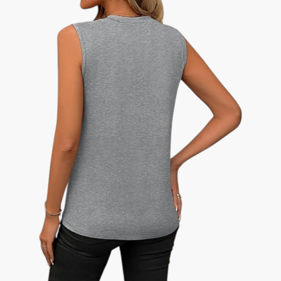 Camicia donna senza maniche con scollo rotondo