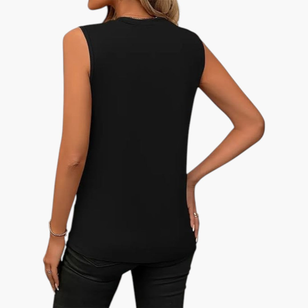 Camicia donna senza maniche con scollo rotondo