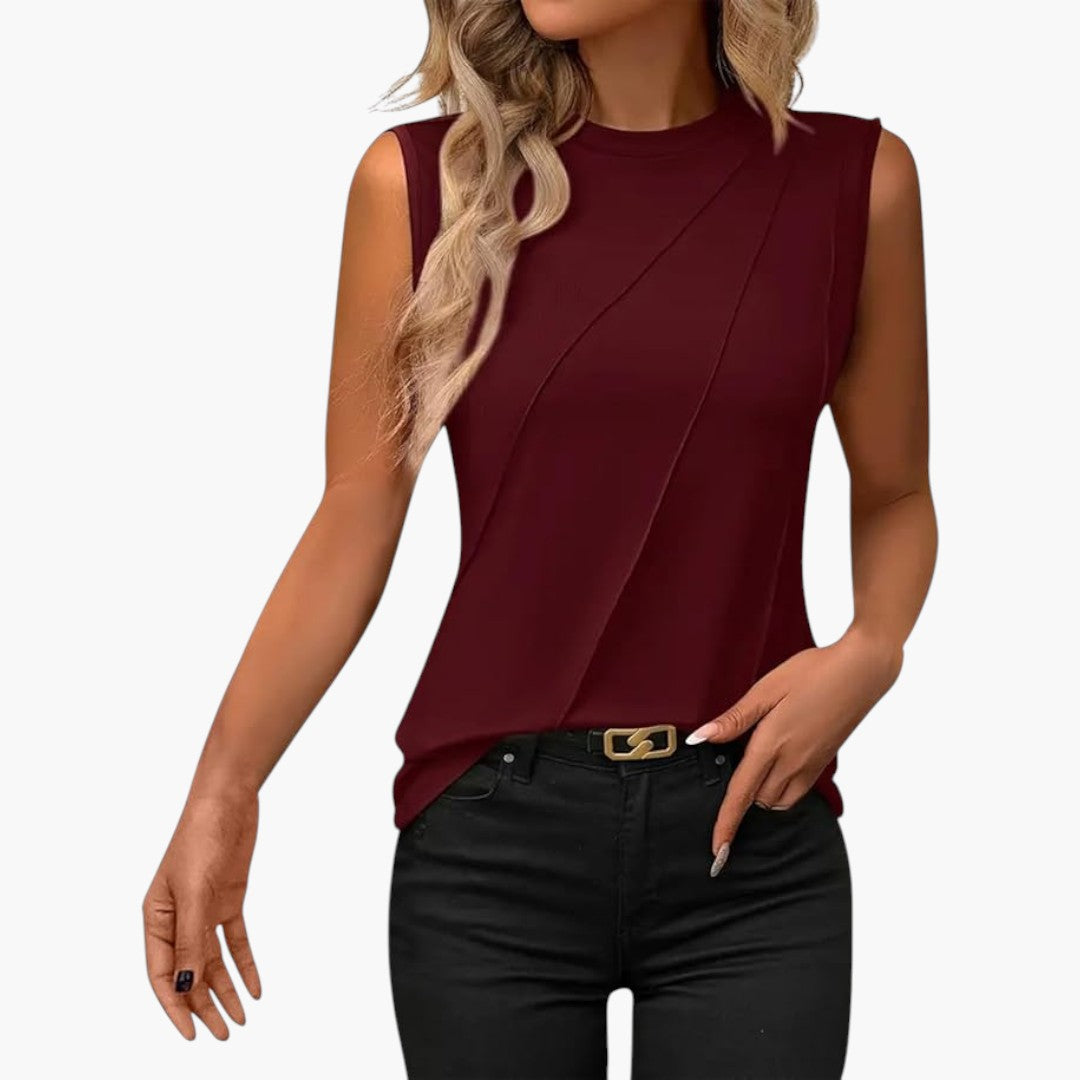 Camicia donna senza maniche con scollo rotondo
