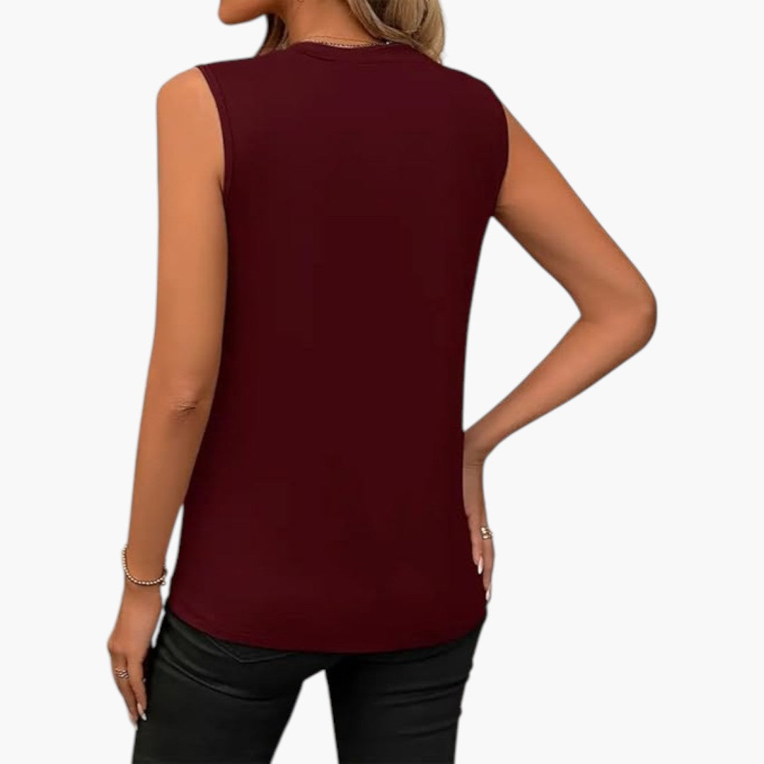 Camicia donna senza maniche con scollo rotondo