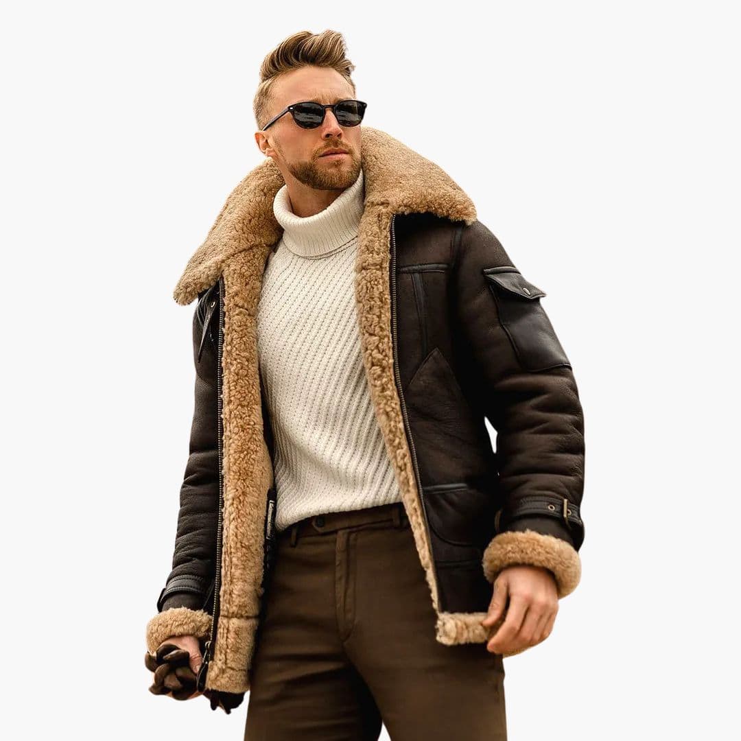 Blouson Aviateur Homme avec Col Mouton Synthétique