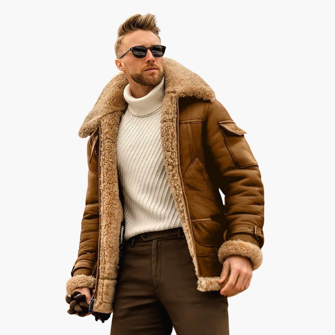 Blouson Aviateur Homme avec Col Mouton Synthétique