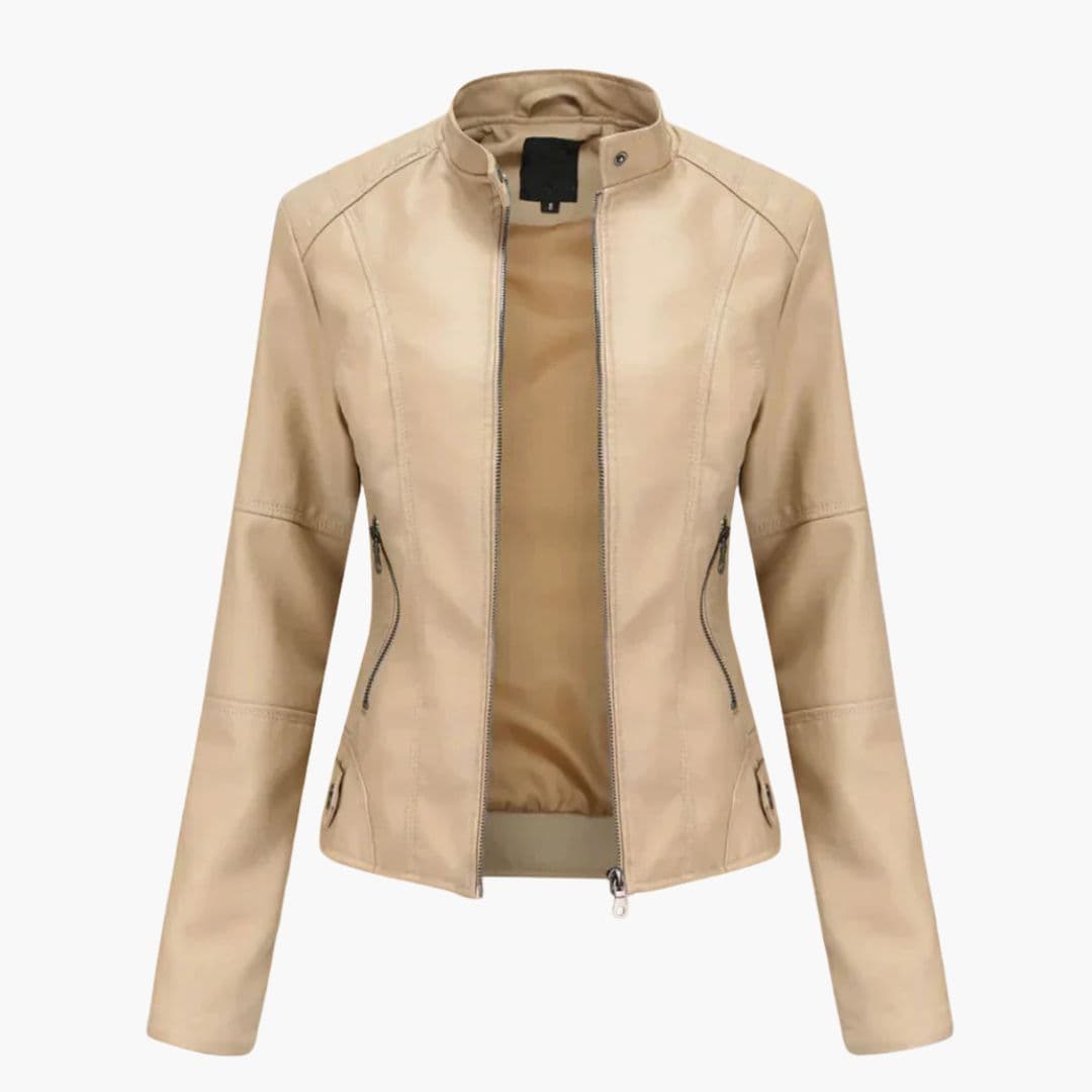 Blouson Biker Femme Ajusté avec Fermeture Zippée
