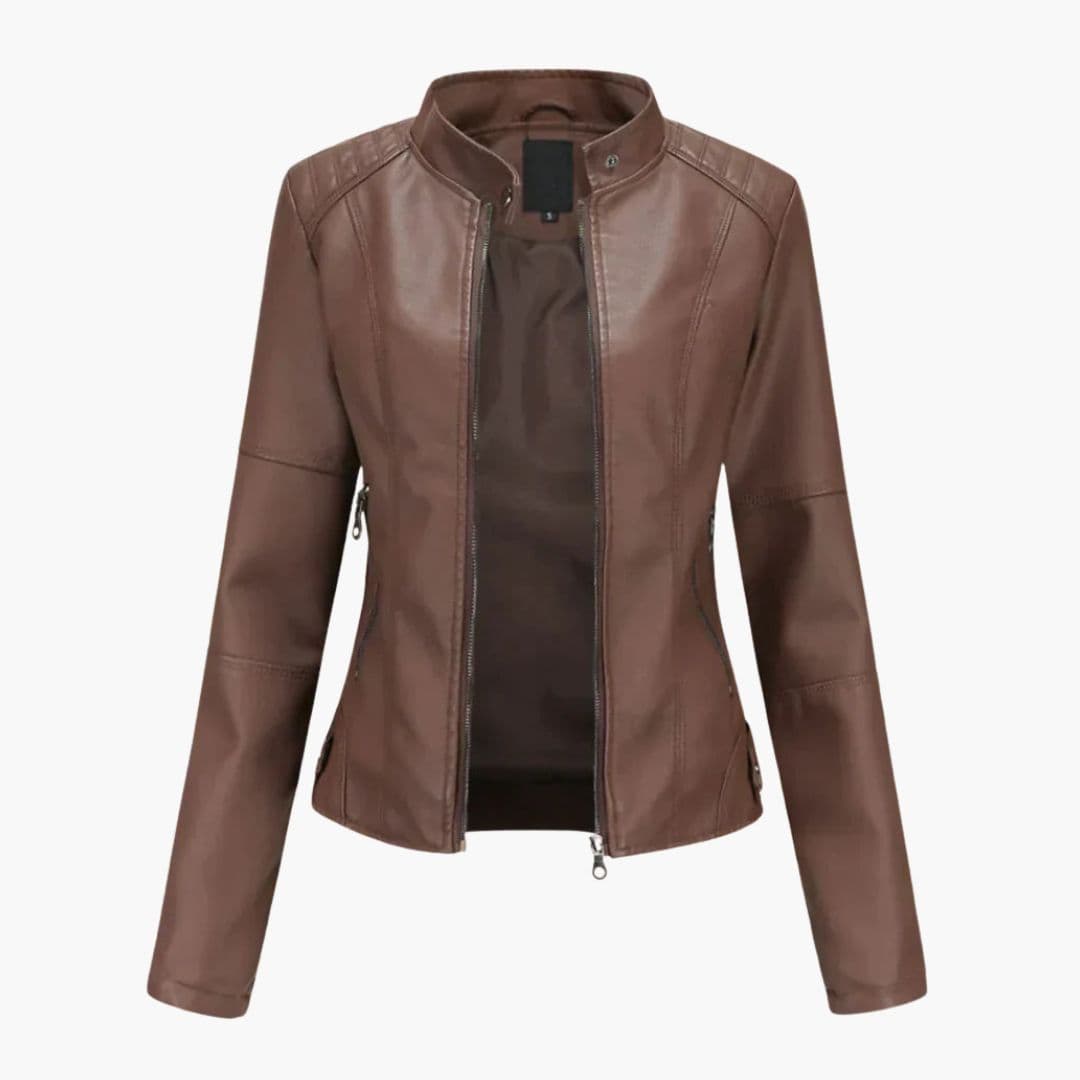 Blouson Biker Femme Ajusté avec Fermeture Zippée