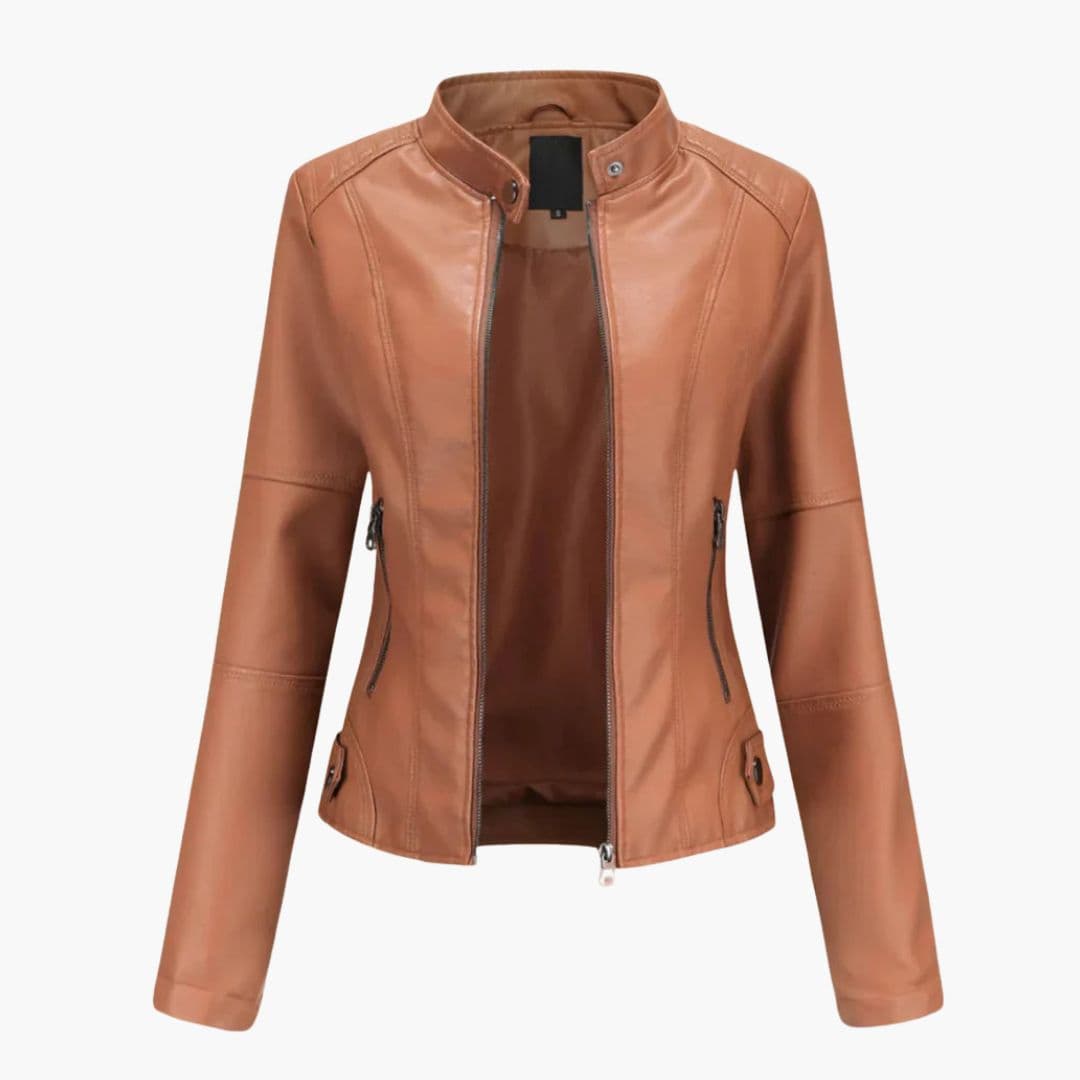 Blouson Biker Femme Ajusté avec Fermeture Zippée