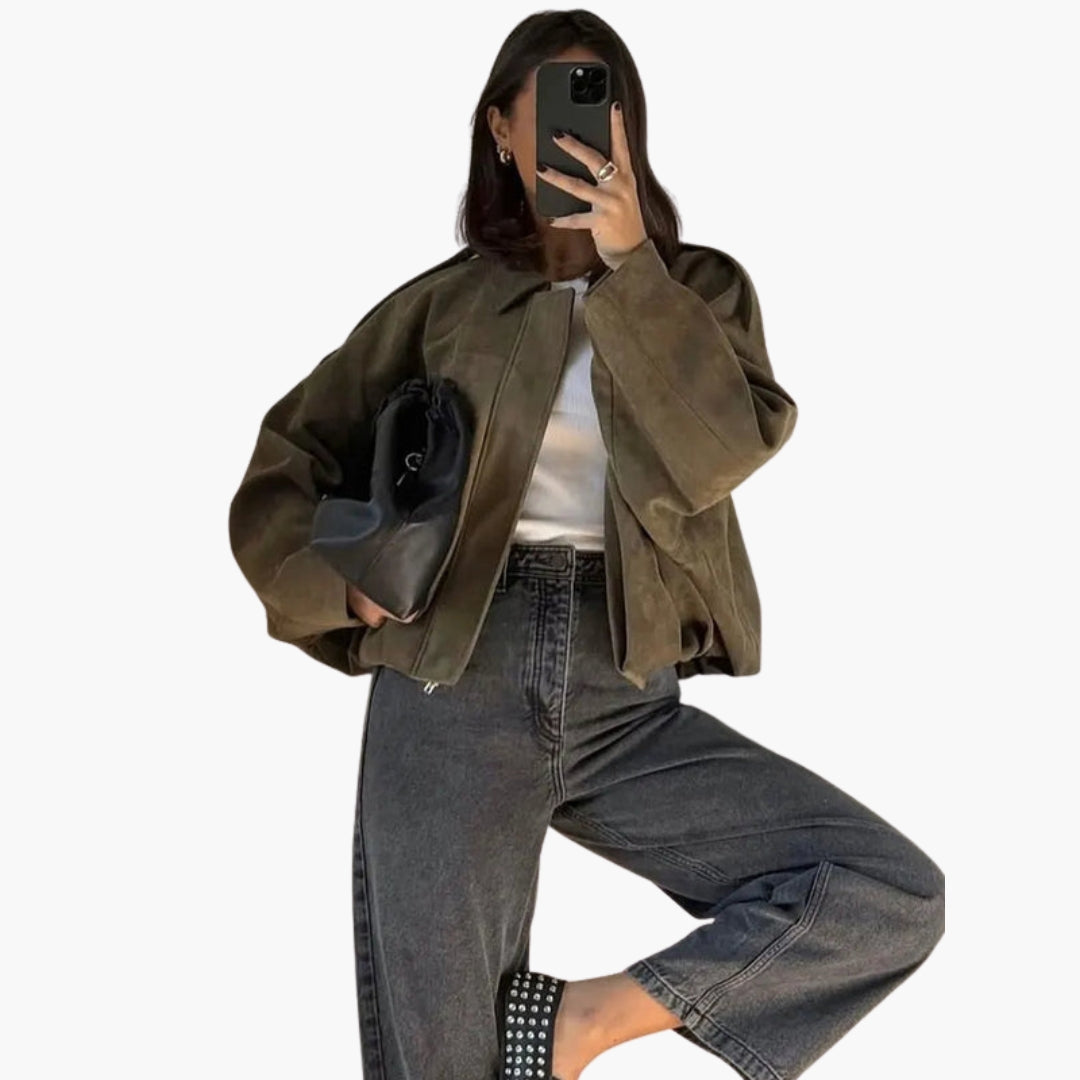 Blouson Bombardier Femme à Coupe Ample