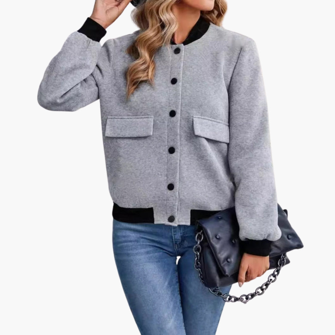 Women's Bomber Jacket with Patch Pockets